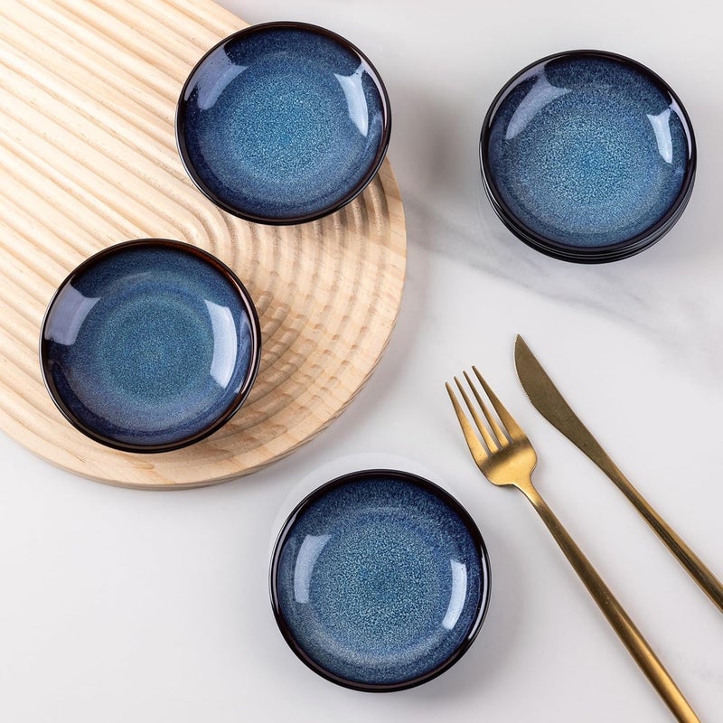 LERATIO Ceramic Soy Sauce Dishes of 6, Reactive Glaze Dipping Sauce Cups/Bowls/Dishes for Kitchen, 3oz Ceramic Small Bowls for Side Dishes, Snacks,and Sushi,Condiment,Dishwasher Safe -Blue - Image 4